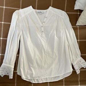 Sam Edelman White Blouse with Lace Cuffs